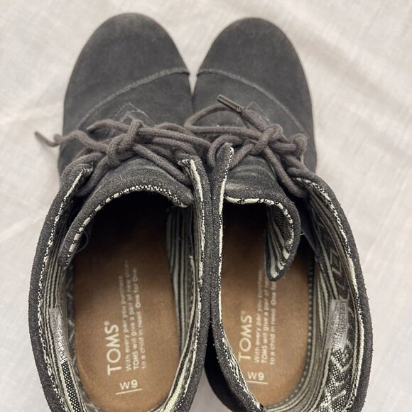 Toms Charcoal Gray Women’s Wedge Booties Size 9 - Picture 3 of 8